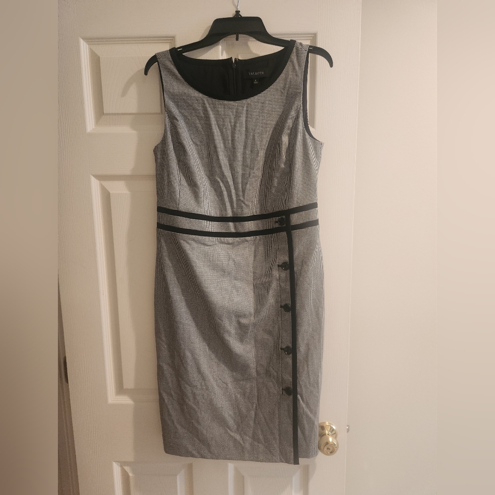 Talbots Black and White Houndstooth Professional Dress 8